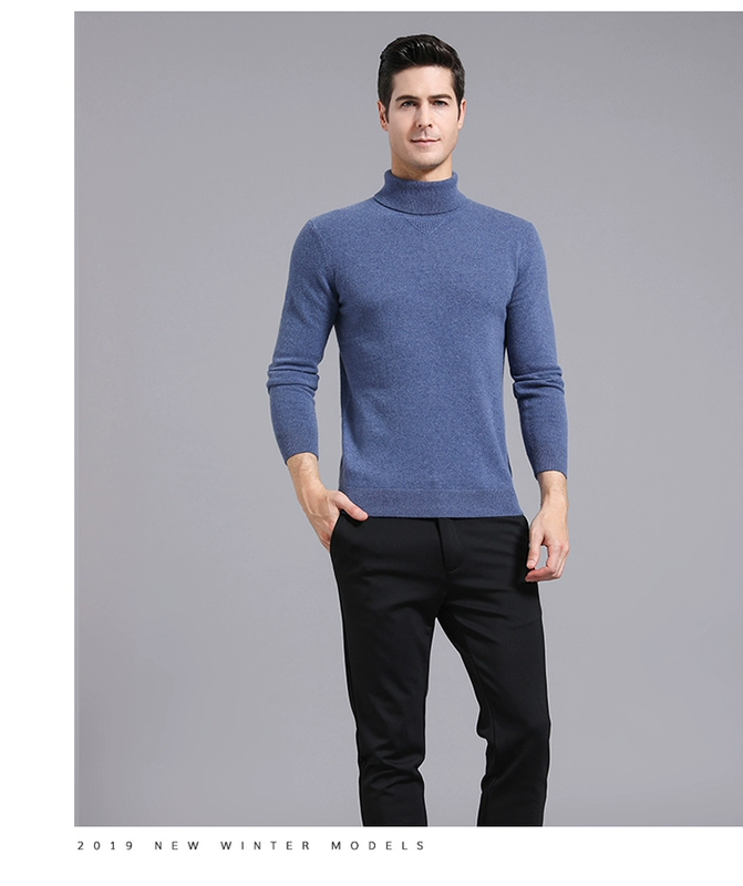 100% áo len cashmere nam mùa thu / đông 2019 áo len màu rắn nam áo len mỏng áo len cashmere - Áo len cổ tròn