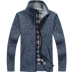 Chống mùa mùa hè cho nam mùa thu cardigan áo len dây kéo dày cộng với nhung đứng cổ áo len lỏng áo khoác nam áo len nam mỏng Cardigan
