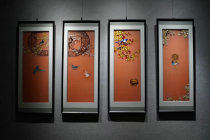 Suzhou embroidery silk hand embroidery plum orchid bamboo chrysanthemum strip screen living room background wall corridor Chinese three-dimensional quad painting