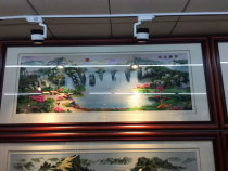 Suzhou embroidery machine embroidery purple qi Donglai landscape living room decorative painting background wall Suzhou embroidery gift finished product