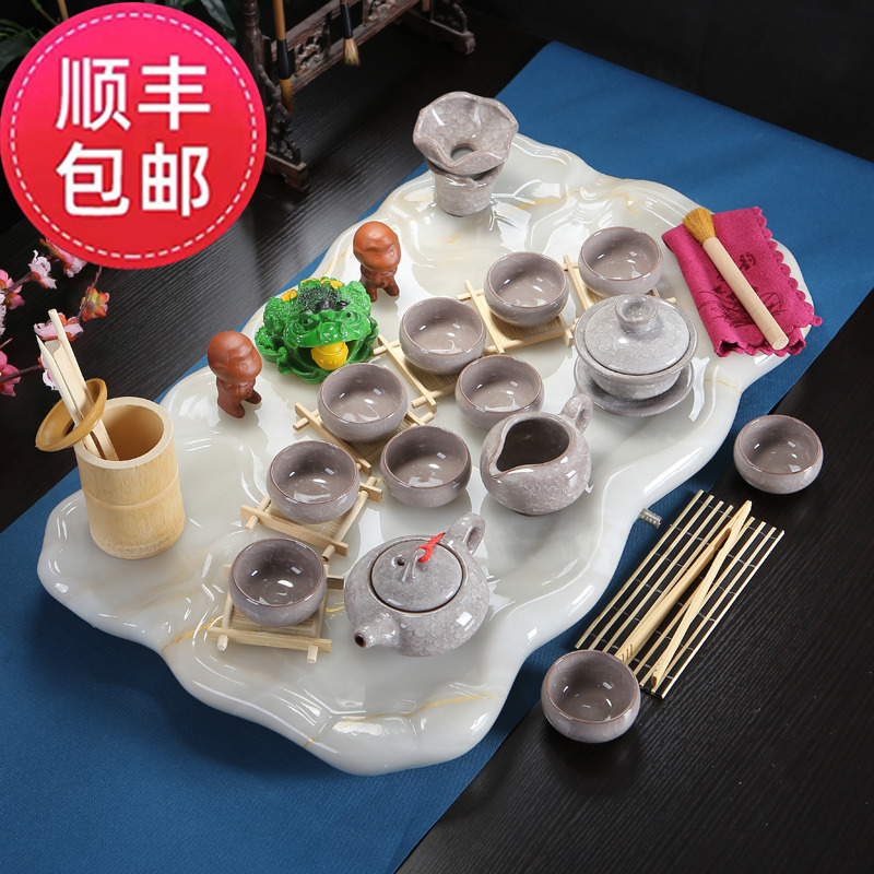 Jade Tea Tray Suit Eu Style Home Brief Modern Kongfu Tea Furniture Sets Creative New Tea Tea Tray Tea Tray