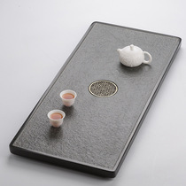 Wujin Stone tea tray household whole piece of natural retro simple light luxury Chinese large and small tea set tea table drainage stone plate