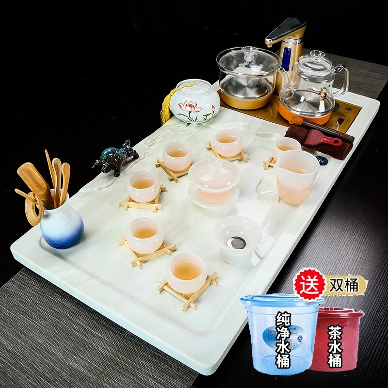 Tea Tray Stone Pan New Chinese Fully Automatic Integrated Merit Tea Table Drain Style Light Lavish Modern Tea Set Group Home
