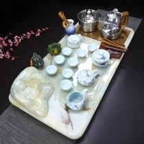 High-end luxury ceramic kung fu tea set home simple automatic one creative anti-Jade Buddha tea plate