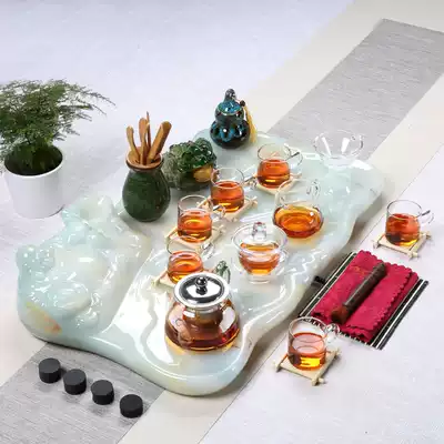Home living room office dedicated simple European-style single-layer imitation jade natural stone tea tray Kung Fu tea set