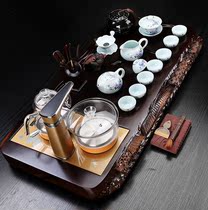 Kung Fu tea set home automatic simple light luxury modern one tea tray solid wood whole piece ebony tea table