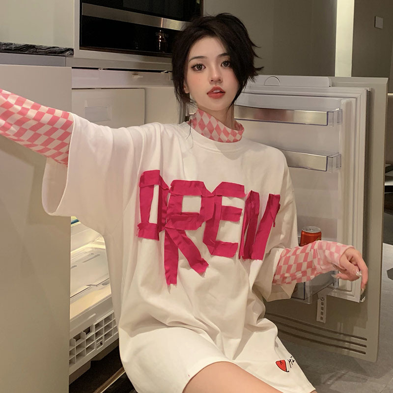 2025 New Summer Design Tie-Dye Inner Long-Sleeved T-Shirt Loose Thin Sunscreen Mesh Chic Top for Women