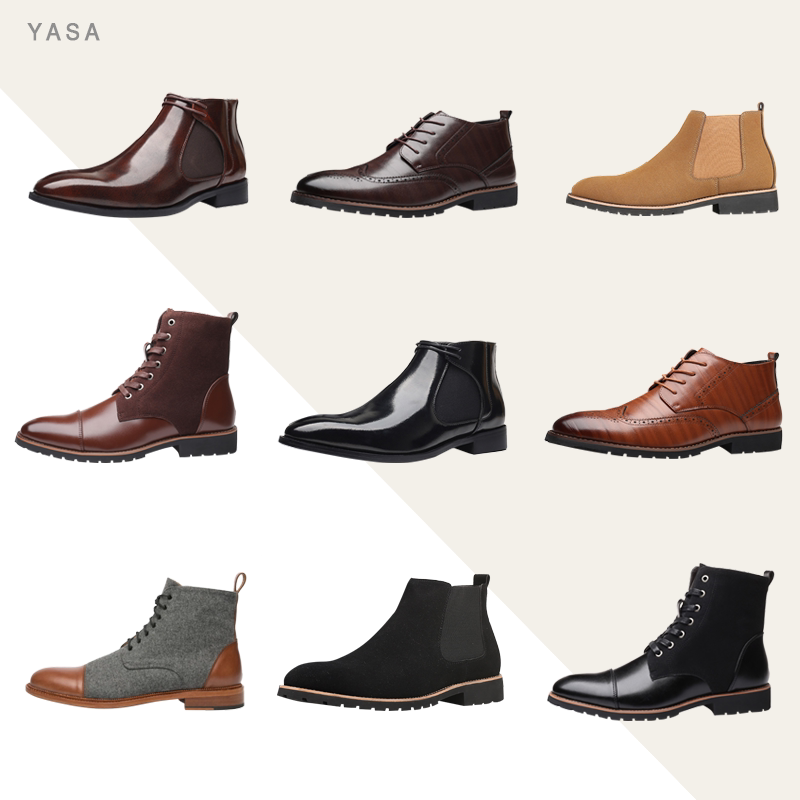 Yasa【Men's Boots Collection】Model Room Cloakroom Shoe Cabinet Italian Business Simple Martin Boots Leather Boots Men's Shoes