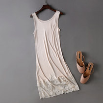 Knitted silk nightgown female vest skirt long lace petticoat slim slim dress suspender skirt summer