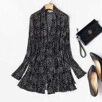 Black silk cardigan shawl mulberry silk jersey double mesh jacket loose top fashion Goblin