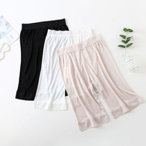 Silk five-point pants anti-light safety pants black leggings lining thin high-waisted shorts large size wear Middle pants