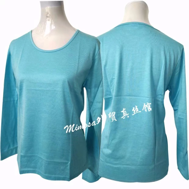 Mùa thu và mùa đông lụa tơ tằm cộng với bộ đồ lót bằng vải cotton dệt kim mùa thu quần dài tay dài chạm đáy áo sơ mi lụa dài