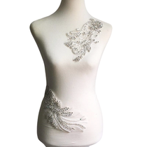 Fashionable white glass diamond heavy beading large flower DIY wedding dress coat mink coat decoration hand-sewn flowers