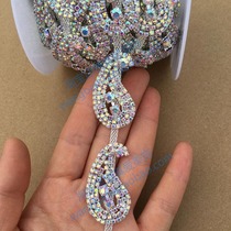 Small cashew nut-shaped AB colored rhinestone chain DIY hair accessories hair hoop drills dress dress dance suit waist drill