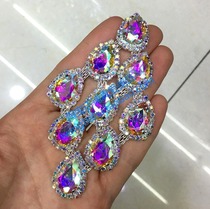 Gold bottom AB colored water drops gem glass diamond ornaments prismatic DIY belly dance suit decoration drill snow boots drill flower