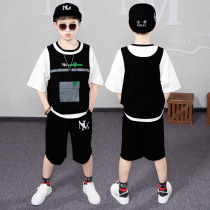 Childrens new casual sportswear 2022 Korean version of childrens clothes boy suit Summer short sleeves CUHK Scout Chaude