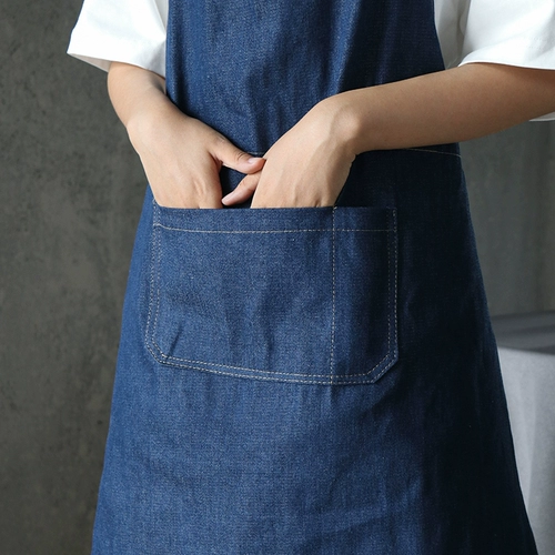 Джинсовый японский модный фартук для работы для влюбленных, чай с молоком подходит для мужчин и женщин