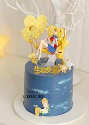 Cartoon Beauty Less Female Warrior Water Ice Moon The More Wild Rabbit Series Baking Cake Decoration Swing Themed Party Decorations