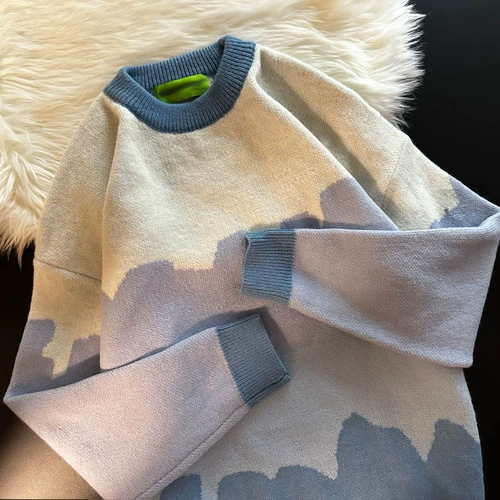 Цветной демисезонный трикотажный свитер для влюбленных, свободный крой, увеличенная толщина, большой размер