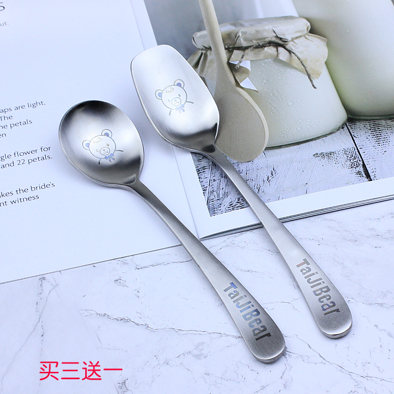 304 Stainless Steel Spoon Thickened Long Handle Soup Spoon Children's Rice Spoon Spoon Spoon Round Head Ice Cream Spoon Cutlery