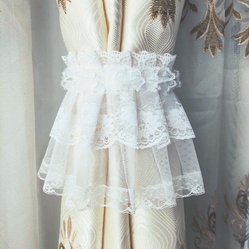 Full cloth Princess lace lace lace decorated pure white curtains with curtain curtain