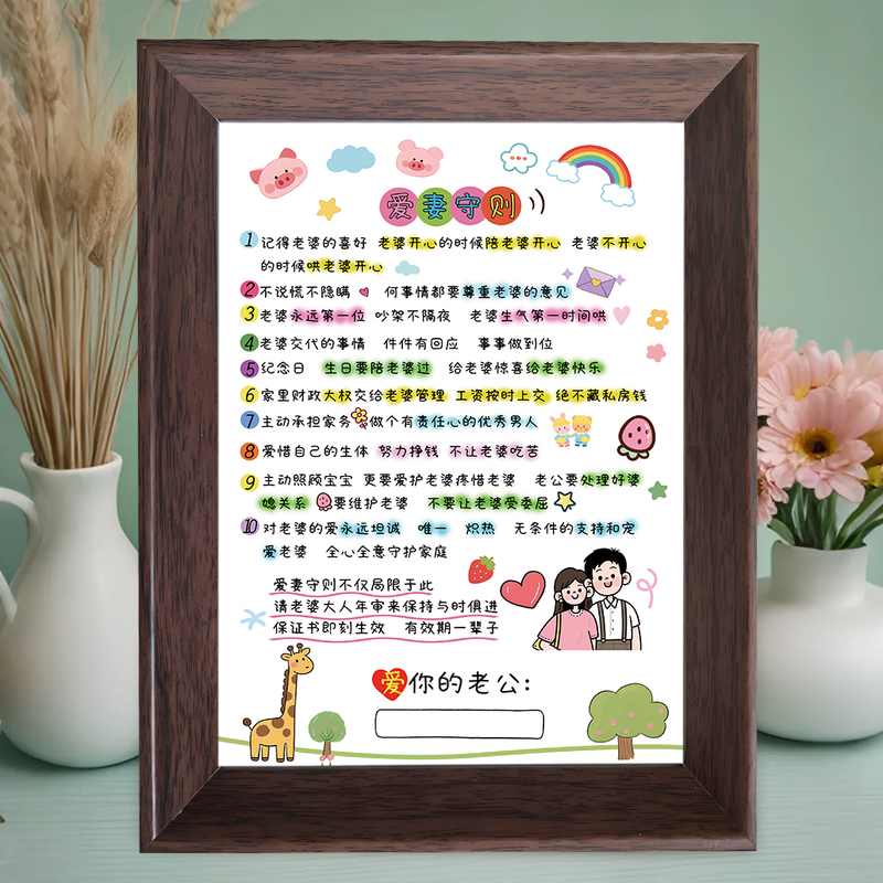DIY Gifts for Wife, Couple, Loving Wife Rules, Marriage Vows, Convention, Gift Ornaments DIY Gifts for Wife, Couple, Loving Wife Rules, Marriage Vows, Convention, Gift Ornaments
