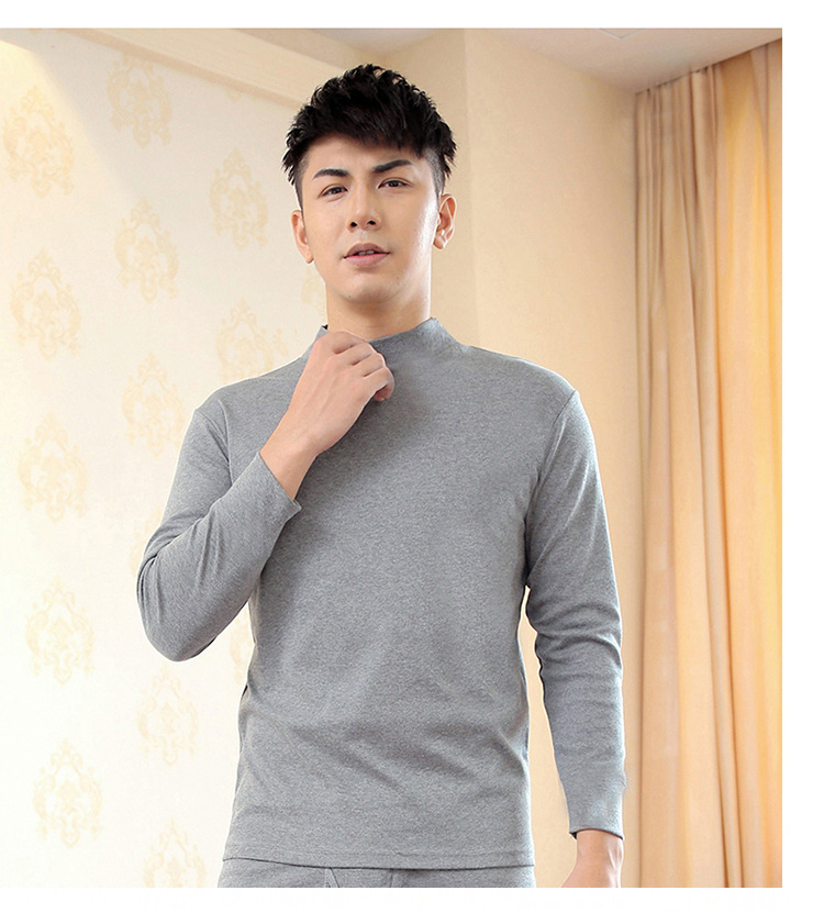 Cotton tự sưởi ấm đồ lót ngọn nam cộng với nhung dày nửa cao cổ áo cotton mùa thu quần áo đơn mảnh bố áo giữ nhiệt nam trung niên