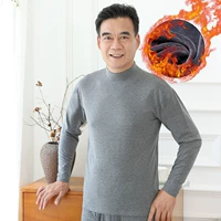 Quần cotton đơn nam cộng với nhung dày đồ lót nhiệt cao nửa cổ cao quần áo mùa thu lót áo len cotton trung niên áo thu đông nam trung nien