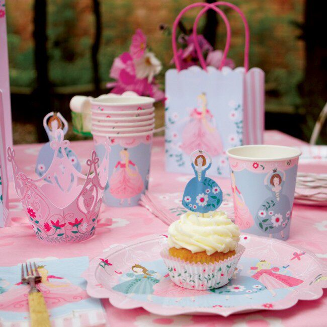 (Pink princess)Children's birthday party theme decoration Pink princess series dinner plate pull flower