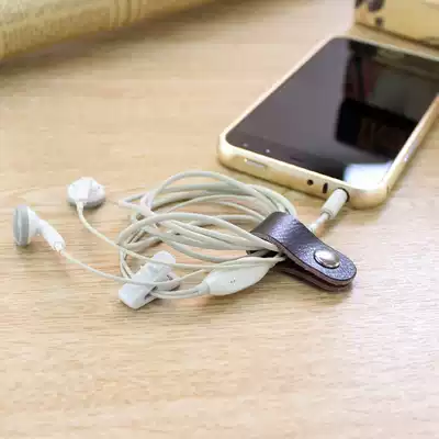 Leather data cable storage buckle earpiece cord leather buckle charging clip Universal Hub organizer wire Winder
