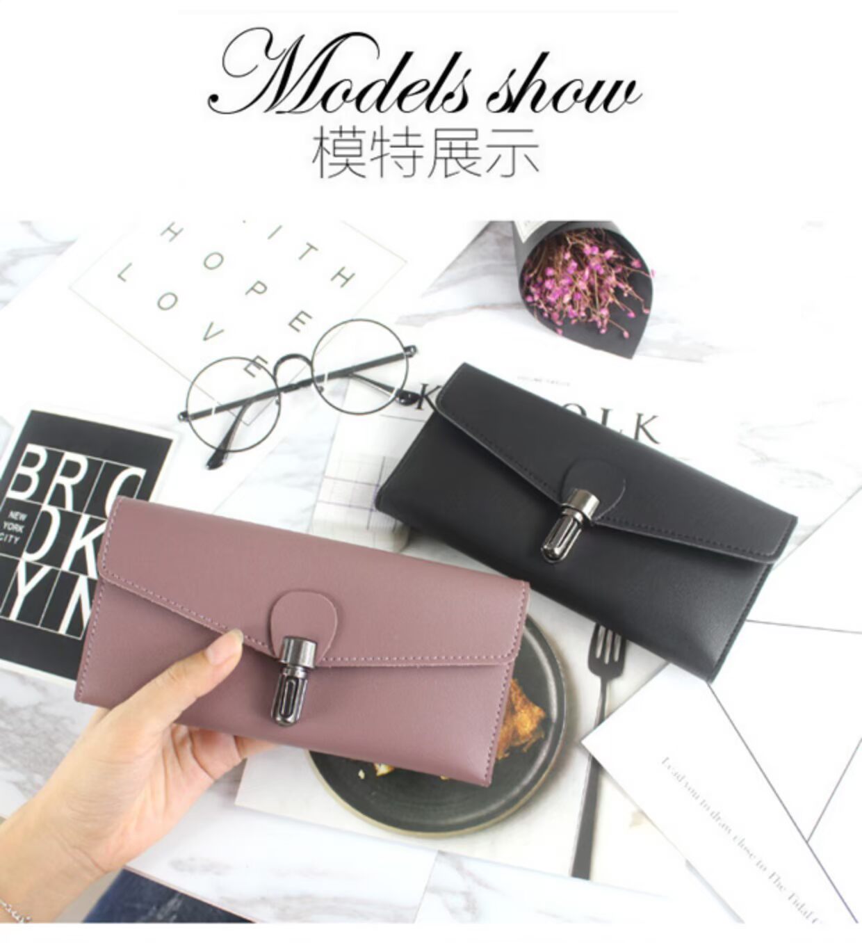 Ví dài 2018 mới dành cho nữ phiên bản retro Hàn Quốc của mẫu ví cầm tay đa năng thời trang đơn giản ví cầm tay