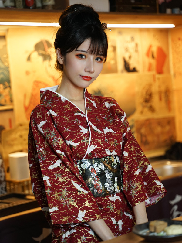 Japanese Restaurant Work Uniform, Sushi Restaurant Uniform, Pure Cotton, Japanese Style Women's Improved Printed Kimono