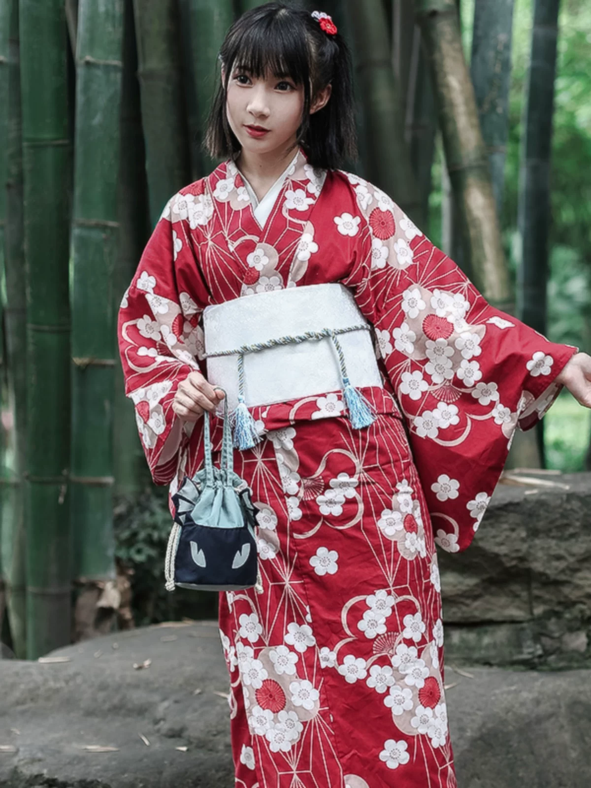 Red Japanese bathrobe, classic suit jacket, set