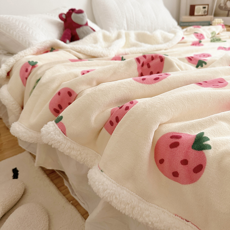 Lamb Fluff Blanket Double Layer Thickened Warm Winter Office Afternoon Nap Blanket Milk Suede Student Dormitory Sofa Cover Blanket-Taobao