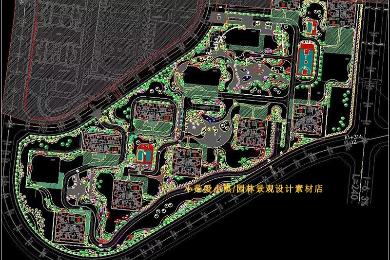 T1513高端居住小区景观设计方案施工图CAD平面剖面图绿化设...-2