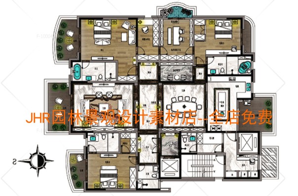 T623家居室内装修空间平面图别墅概念方案CAD布局设计参考...-7