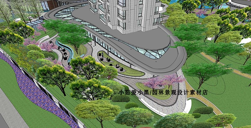 T1744仁恒地产小区居住景观设计方案PPT素材资料效果图平面图-5