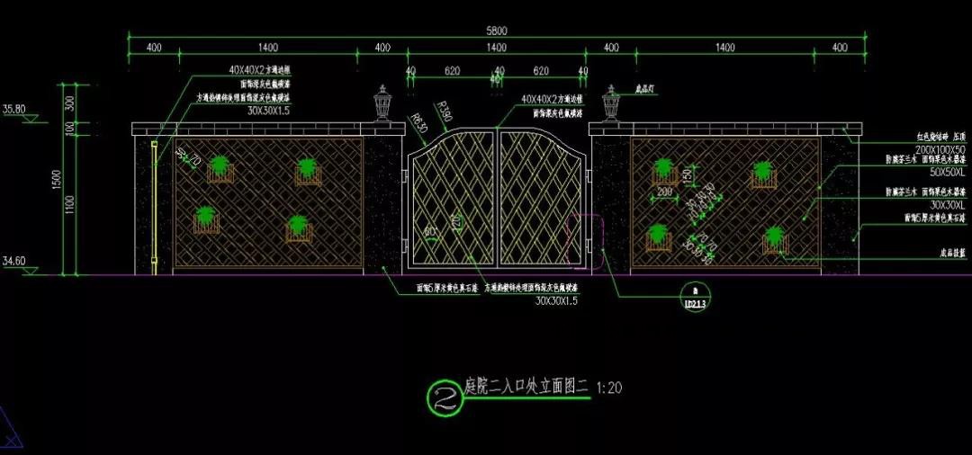 T2004小区私家自建别墅豪宅庭院花园景观设计方案施工图CAD...-14