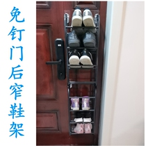 Security door nail-free storage door rear shoe rack Space-saving cabinet hanging shoe rack Household simple bathroom small slipper rack