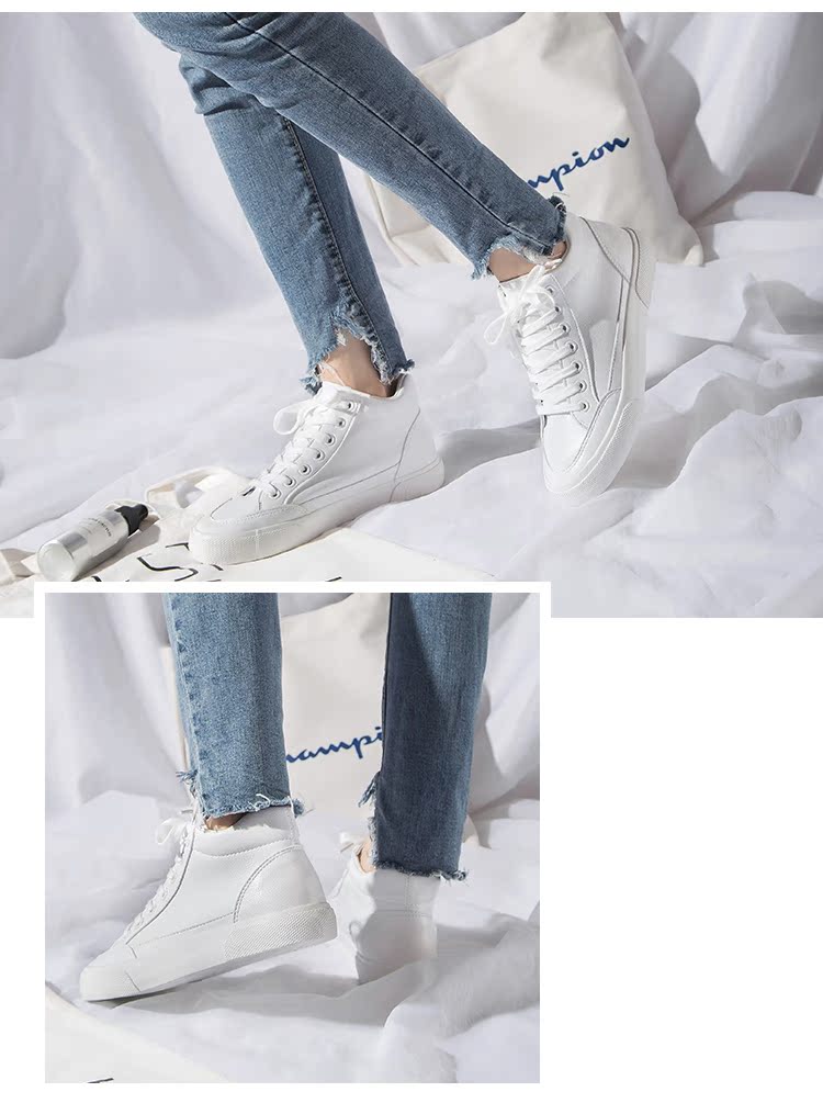 Mùa thu 2018 mới giúp giày trắng nữ phiên bản Hàn Quốc của giày đế bệt màu trắng hoang dã dành cho học sinh giày thể thao nữ cổ cao giá rẻ
