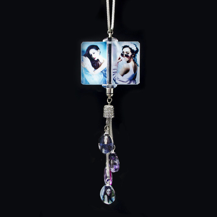 Four-sided rotating car pendant crystal car interior hanging photo custom car rearview mirror diy photo car hanging