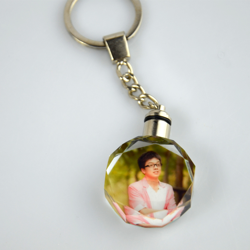 Manufacturer direct sales blank crystal key buckle uv print white germ consumable personality photo custom giveaway small gift