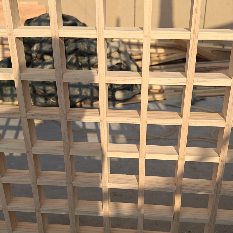 Solid Wood Partition Screen with Song-Style Aesthetics, Tian Shifang Lattice Grid, Antique-Style Dongyang Wood Carving, Sliding Entrance Window for the Foyer