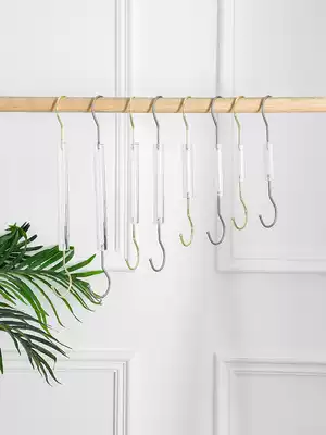 Acrylic adhesive hook long s hook hanger adhesive hook transparent S hook clothing store special clothes rack hook crystal hanging clothes hook
