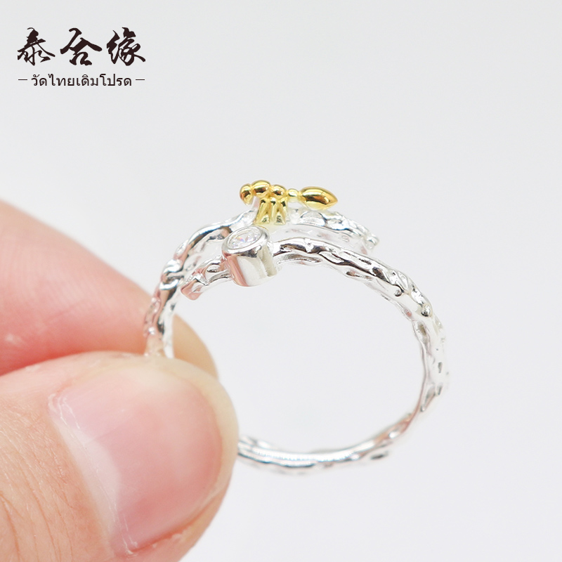 Taiheyuan Thailand imported Banya gold ant ring gold ant 925 sterling silver open ring size adjustable