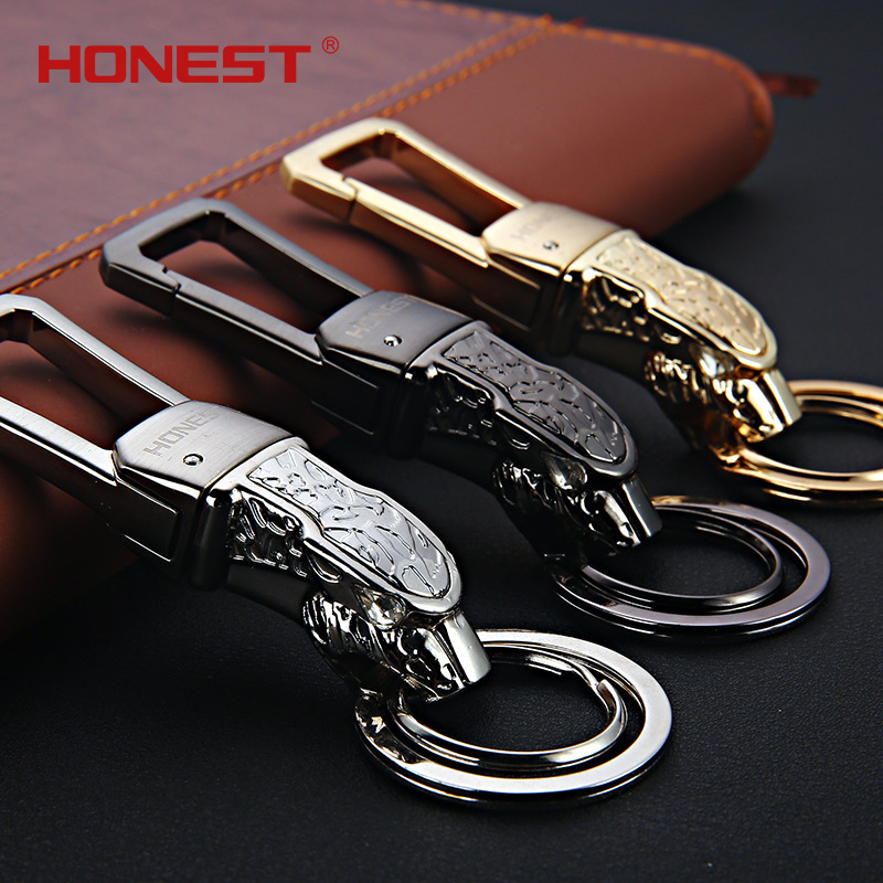 Car Keychain Personality Waist Hanging Male Leopard Head Special for Fox Benz Land Rover Jaguar Leopard Head Pendant