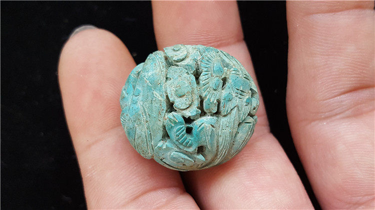 Liaojin old turquoise beads hollow dragon ball 24*26*16mm10 7g bag old can be used as back cloud ancient beads old beads