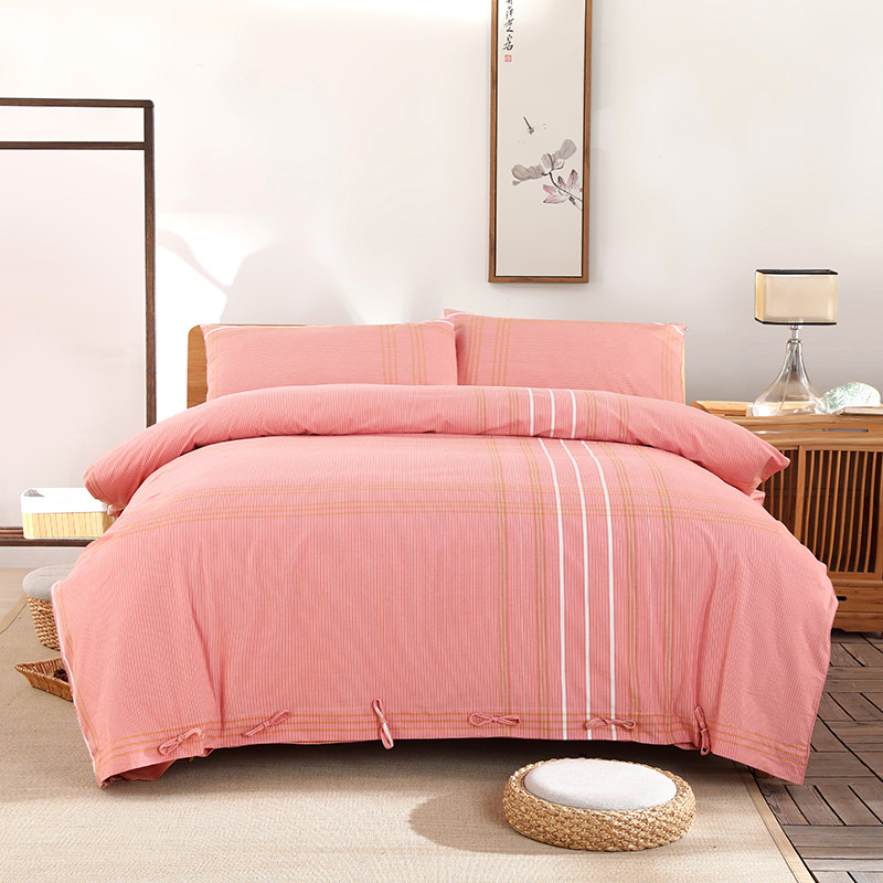 Pure cotton old coarse cloth four-piece set sheet quilt cover multi-piece cotton bedding kit autumn and winter skin-friendly new fashion style