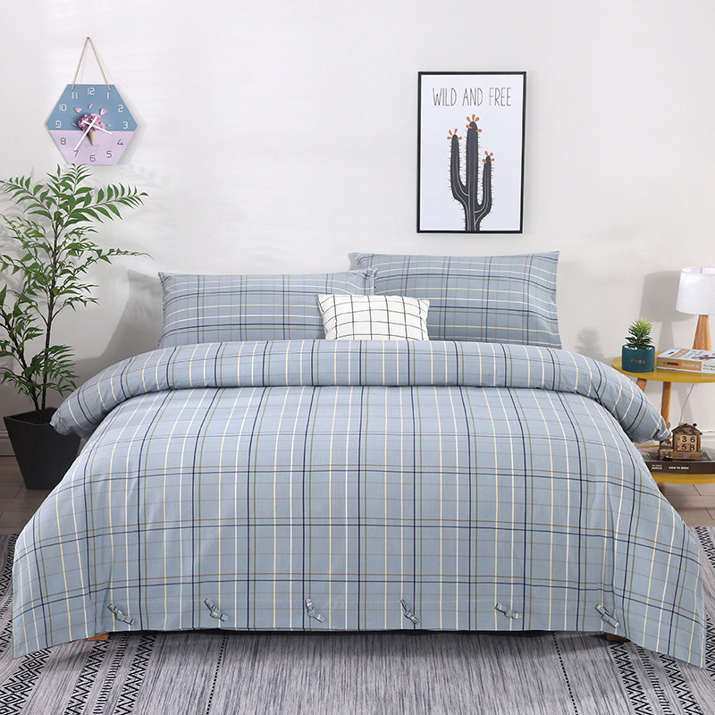 Autumn and winter new cotton four-piece old coarse cloth bedding kit cotton double bed single quilt cover sweat-absorbing and breathable