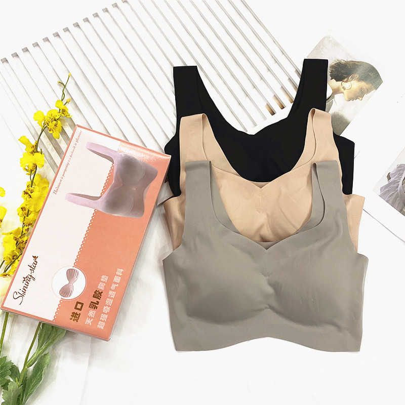 Seamless underwear 1566 boxed latex pad breathable summer female no steel ring gathered to collect the pair of breasts tube top bra vest